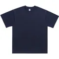 Premium heavyweight 300G navy blue pure cotton crew neck T-shirt in a loose unisex fit style - Dark Blue