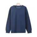 Felpa blu navy girocollo oversize da uomo realizzata in tessuto di cotone pesante 320g - Blu scuro