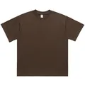 Camiseta de algodón puro pesado de 300g con cuello redondo y corte holgado, marrón oscuro - S / Tops / Marrón