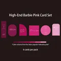 6-piece Barbie pink Valentine's Day decorative card set for flower bouquet gift tags. - High-end Barbie Pink Cards / 6pcs