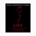 Black waterproof floral wrapping paper with red line rose and romantic LOVE text - Packaging Paper / 50x58cm 10 Sheets/Pack / Glamour Black