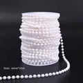 6mm Weiße Kunstperlenkette am Band für Blumenstrauß und DIY Party Bastel Dekorationen - 6mm*25m / Weiß