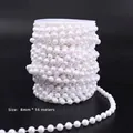 Hochwertige 8mm weiße Kunstperlenkette für Blumenstrauß-Dekoration, 16 Meter lang - 8mm*16m / Weiß