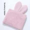 Soft pink plush bouquet wrapping cloth with cute bunny ears for DIY floral gift boxes - Strawberry Rabbit (20*70cm) / Ear Length 18cm / Light Pink