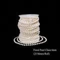 Luxe 6mm imitatie parelketting op 25m rol voor diverse DIY bruiloft decoraties - Gebroken Witte Parel Lijn 6mm