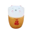 Fortune cat decorative ceramic jar featuring a golden base and lucky blessing symbol - Fortune Cat / Set of 6 / Gold