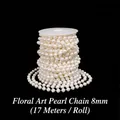 8mm witte imitatie parelketting op 17m rol voor DIY bruiloft decoratie - Gebroken Witte Parel Lijn 8mm
