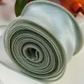 Sage green Korean style fishtail organza ribbon with wave edge for floral gift wrapping - In Roll / Seaweed Green (4cm*10 Yards)
