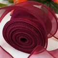 Roll of burgundy fish-tail sheer ribbon with elegant wavy edges for bouquet DIY - In Roll / Wine Red (4cm*10 Yards)