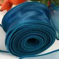 Elegant teal fish tail organza ribbon with wavy edges for floral bouquet wrapping - In Roll / Peacock Blue (4cm*10 Yards)