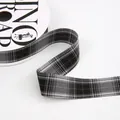 Premium black and white British style plaid ribbon for elegant gift wrapping and DIY crafts - 2.5cm*10 Yards / Black