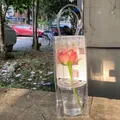 Clear PVC waterproof flower packaging tote bag with handles for Valentine's Day gifts - Bag And Cup Set / 10 Pack Set