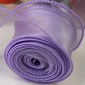 Lavender purple sheer fishtail yarn ribbon with ruffled edges for floral decoration - In Roll / Light Purple (4cm*10 Yards)