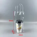 Thickened PVC transparent gift bag with handles 25x10x10cm for flowers and cups - Single Bag / 10 Pieces Pack