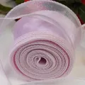 Premium light pink fishtail organza ribbon with wavy edges for floral bouquet wrapping - In Roll / Water Pink (4cm*10 Yards)