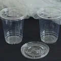 Disposable transparent plastic cold drink cups with flat lids for parties and events - Cup With Lid / 10 Pieces Pack