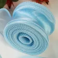 Elegant light blue fishtail gauze ribbon with wavy edges for floral bouquets and gift wrapping - In Roll / Sky Blue (4cm*10 Yards)