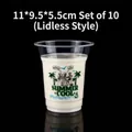 10-pack of 11x9.5x5.5cm transparent lidless plastic cups with summer print - Printed Cup (Without Lid) / 10 Pieces Pack