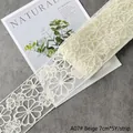 Elegant beige floral embroidery lace trim ribbon for gift wrapping 7cm width 5 yards - A07 Style