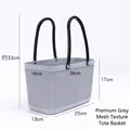 Premium grey waterproof plastic flower basket with elegant grid texture for picnic and gifts - H33*W16*L25CM / Premium Grey