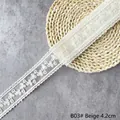 Beige floral embroidery lace trim 4.2cm wide for gift wrapping and floral decor - B03 Style