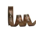 Brown 2.5cm satin ribbon featuring Just for you printed text for floral gift wrapping - 2.5cm*85 Yards / Dark Coffee