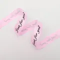 Pink 2.5cm satin ribbon with 'Just for you' print for gift and bouquet wrapping - 2.5cm*85 Yards / Pink Black Letter