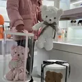 Ours en peluche doux dans une boîte cadeau transparente avec ruban décoratif - Grand Ours de Confession (Avec Boîte Cadeau) / Blanc