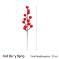Red artificial winterberry stem, 21cm single branch for festive home decoration - Holly Red Berry Style / Bouquet