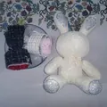Poupée lapin romantique en dentelle blanche avec oreilles scintillantes, idéale pour cadeau - Grand Lapin en Dentelle (Serti/Avec Boîte Cadeau/Bouquet) / Blanc