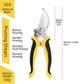 Model 503 garden pruning shears with curved blades and yellow-black anti-slip handles - 503 Curved Blade Style (Yellow and Black) / 1 Piece (19cm) / Yellow and Black
