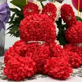 Lapin rose artificielle rouge fait main avec collier de perles pour cadeau spécial. - Lapin en Fleurs de Rose (Sans Serti/Avec Boîte Cadeau) / Rouge