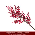 Ramo di bacche rosse artificiali 75cm con 11 forcelle per decorazioni - 11 Forche 12 Bacche (Rosso) / Lunghezza circa 75cm