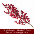 Ramo di bacche rosse artificiali da 79cm con 9 forcelle per decorazione floreale casa - Lunghezza circa 79cm