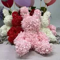 Lapin en fleurs roses fait main avec collier de perles pour cadeau de Saint-Valentin - Lapin en Fleurs de Rose (Sans Serti/Avec Boîte Cadeau) / Rose Clair