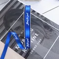 Μπλε κορδέλα σατέν 1cm με λευκό τύπωμα 'Just for you' για δώρα και λουλούδια - 1cm * 90 Yards / Μπλε ζαφείρι