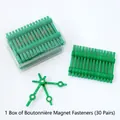 Groene magnetische corsageclips voor bloemen, 30 paar per doos, trouwartikelen - 30 paar / Grasgroen