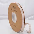 1cm champagne polyester ribbon roll with white Just for you cursive print for gift wrapping - 1cm * 90 Yards / Khaki
