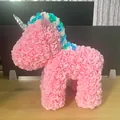 Unicornio de rosas de espuma PE rosa hecho a mano para regalo de San Valentín y para cumpleaños - Estilo básico / 36x22x38cm / Rosa