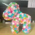 Figura de unicornio hecha a mano con rosas de espuma PE de colores regalo de San Valentín - Estilo básico / 36x22x38cm / Multicolor