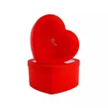 Boîte cadeau rouge en forme de cœur avec couvercle transparent et texte Rose doré - Ensemble de 2 / Rouge