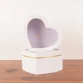 Élégant coffret cadeau blanc en forme de cœur avec fenêtre transparente et bord doré - Ensemble de 2 / Blanc