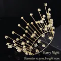 Close-up of golden bridal crown with radiating crystal stars for birthday celebration - Starry Sky Star Crown (180) - Gold