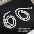 Catena di perle artificiali da 10mm per decorazioni floreali e fai da te, 2 pezzi - Catena di Perle Grande / Confezione da 2 (Diametro 8mm Lunghezza 48cm)
