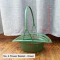 Green plastic handheld ritual flower basket No.4 size for ceremonial arrangements - No. 4 Flower Basket / 1 Piece / Green