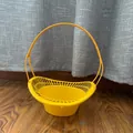 Yellow handheld plastic flower basket for floral arrangements and ritual ceremonies 23cm - No. 2 Flower Basket / 1 Piece / Yellow