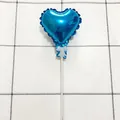 5 inch blue heart foil balloon with white stick and bow for wedding party decoration - 50 Pieces / Blue