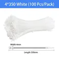 Heavy duty white 4x350mm self-locking nylon zip ties 100-pack bundle for cable management - 4*350mm (100 Pieces/Pack)