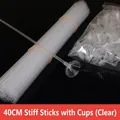 Transparent 40cm hardened plastic balloon sticks with support cups for party decor - 40CM / 100pcs Pack / Clear