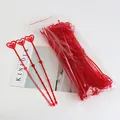 Red heart shaped plastic floral pick card holders for bouquet flower arrangements - 80 Pcs/Pack / 34cm / Red